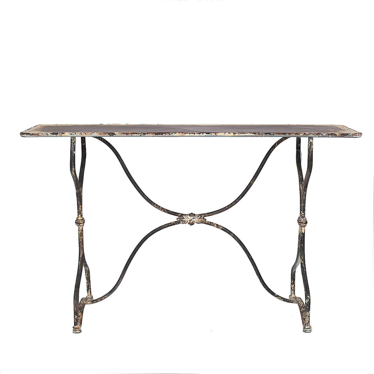 Hello Honey® 5ft. Vintage Distressed Black & White Metal Sofa Table